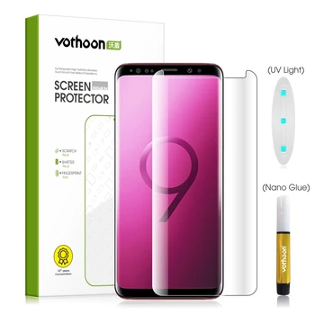 Vothoon UV Stiklo Samsung Galaxy S8 S9 Plus 3D edge aprėptis Visą Klijai grūdintas stiklas screen protector For Samsung Note 8 9