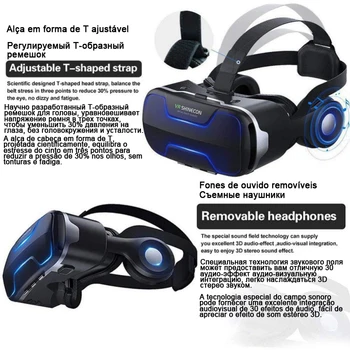 VR Shinecon 3 D Casque Viar 3D Akiniai Virtualios Realybės laisvų Rankų įranga Šalmas, Akiniai Papildytosios Lęšiai už Telefoną Išmanųjį telefoną Žiūronai