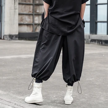 Vyrai Elastinga Juosmens Pločio Kojų Atsitiktinis Ziajać Vyrų Streetwear Hip-Hop Vintage Mados Haremo Kelnės Japonija Stiliaus Kimono Ziajać