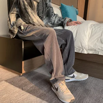 Vyrai Juoda Korėjos Velvetas Kelnės 2021 Japonijos Streetwear Poilsiu Harajuku Sweatpants Hip-Hop Plius Kašmyras Atsitiktinis Kelnės