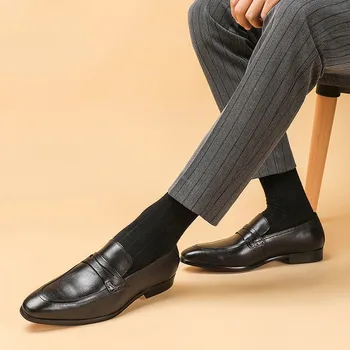 Vyrai oficialų batai natūralios odos suknelė oksfordo bateliai vyrams padažu vestuvių verslo biuro batai paslysti ant vyrų vyrų batai 2020 m.