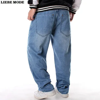 Vyrai Street Style Hip-Hop Baggy Jeans Vyrams Prarasti Didelis Dydis Palazzo Haremas Džinsinio Audinio Kelnės Atsitiktinis Vyras Tiesiai Pantalon Homme Džinsų