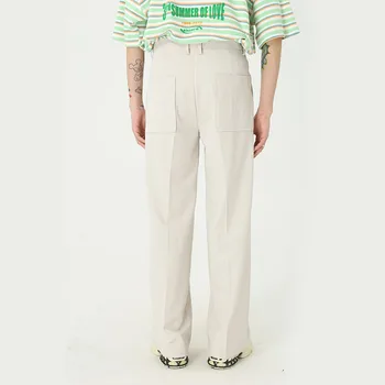Vyrai Vintage Mados Streetwear Prarasti Atsitiktinis Tiesiai Ziajać Kostiumas Vyrų Japonija Korėja Stiliaus Kelnės