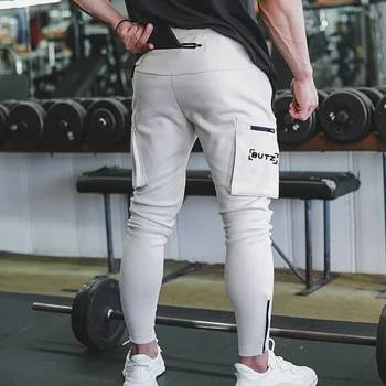 Vyriški bėgimo kišenėje dizainas sweatpants Naujas medvilnės kamufliažas vyrų sporto multi-pocket bėgiojimo kelnės mados mokymo kostiumas
