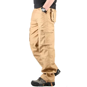 Vyriški Krovinių Pants Mens Atsitiktinis Multi Kišenės Karinės Didelis dydis 44 Tactical Kelnes Vyrams Outwear Armijos Tiesios kelnės Ilgos Kelnės