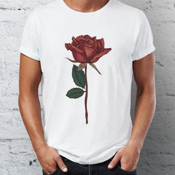 Vyriški Marškinėliai Senovinių Rožių Gėlių Atspausdinta Tee