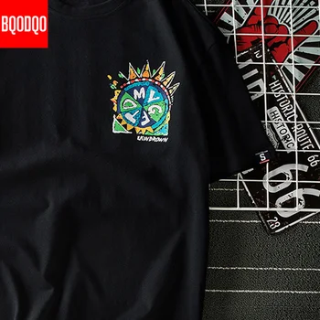 Vyriški Medvilniniai Mados T-shirt Mens Vasaros Juokinga Tshirts 5XL Atsitiktinis Hip-Hop marškinėliai Tee Black Žmogus, Negabaritinių Viršūnes & Tees Streetwear