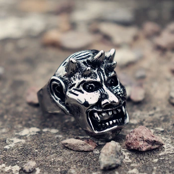 Vyriški Troll Nerūdijančio Plieno Žiedas Velnias, Demonas Dviratininkas Žiedai Unikalią Gotikos Kaukolė Papuošalai
