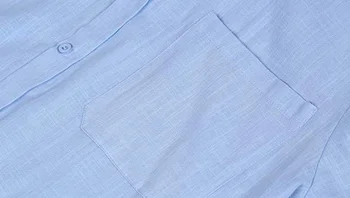 Vyriški trumpomis Rankovėmis Marškinėliai Atvartas Kaklo Atsitiktinis Mygtuką Kišenės Kietuoju Lino Medvilnės Streetwear Slim Kvėpuojantis Aukštos Kokybės Drabužių