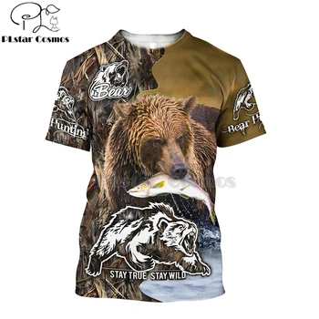 Vyrų, moterų 3D Atspausdintas t shirts lokių medžioklė t-shirt tees šortai rankovėmis Unisex Drabužiai hip-hop vasaros streetwear stiliumi-1
