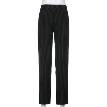 Weekeep Office Lady Elegantiškas Juostelės Spausdinti Kostiumas Kelnės Mados Aukštos Juosmens Streetwear Jogger Kelnės Derliaus Liesas Tiesios Kelnės