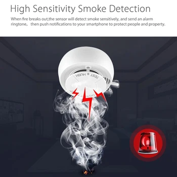 Wifi Dūmų Detektorius Smart Priešgaisrinės Signalizacijos Jutiklių Belaidė Apsaugos Sistema, Pažangaus Gyvybės Tuya APP Kontroliuoti Smart Home