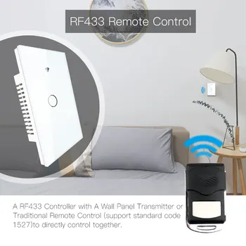 WiFi Smart Wall Šviesos Jungiklis Stiklo plokštės RF433 Smart Gyvenimo Tuya APP 
