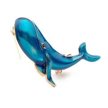 Wuli&baby Blue Whale Emalio Delfinų, Banginių Sagės Lydinio Žuvų Gyvūnų Vyrų, Moterų Vestuvėms Šalies Pokylių Sagė Mielas Dovanas