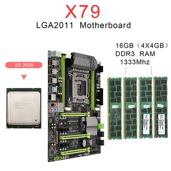 X79 motininė Plokštė LGA2011 Combo su E5 2620 CPU 4-Ch 16GB(4X4GB)DDR3 RAM 133hz NVME M. 2 SMA Lizdas