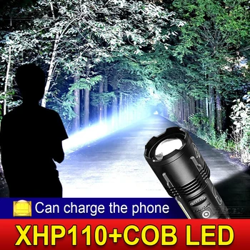 XHP110 Labiausiai galingas LED Žibintuvėlis Taktinis led Žibintuvėlis 18650 26650 Įkrovimo Baterija (akumuliatorius Medžioklės Vertus Šviesos lempos lauko linterna