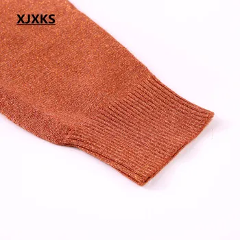 XJXKS 2018 m. rudens ir žiemos naujus high-end audinio, siuvinėjimo moterų plonas megztinis (puloveris prarasti didelio dydžio atsitiktinis moterų topai