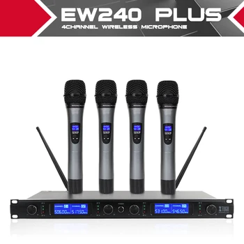 XTUGA Aukščiausios Kokybės EW240PLUS 4 Kanalų Belaidžiai Mikrofonai Sistema UHF Karaoke Belaidžius 4 rankinės Namuose šalis