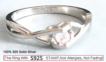 YANHUI Moterų Klasikinis 0.3 ct, Cirkonio Diamond Begalybės Žiedą Originalus 925 Sidabro Piršto Žiedą Žada Sužadėtuvių Žiedai Moterims