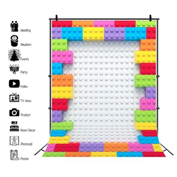Yeele Spalvingas Lego Blokai Plakatas Baby Vaikų Scena Fotografijos Fono Sienos Reklama Fotografijos Backdrops Fotostudija