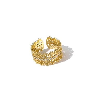 Yhpup Vestuvių Apvalūs Tuščiaviduriai Atidarymo Žiedas Moterims Subtilus Blizga Kubinių Zirconia Papuošalų Mados Aukso Metalo Piršto Žiedą