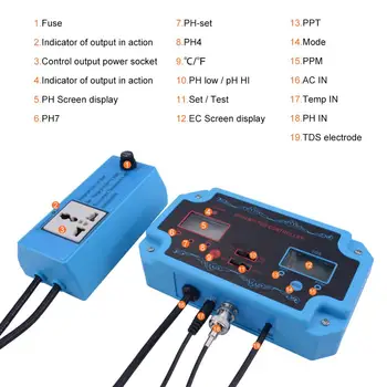 Yieryi 3 in 1 pH/TDS/TEMPERATŪROS Vandens Kokybės Detektorius pH Reguliatorius su Elektrodo BNC Tipo Zondas Vandens Kokybės Testeriai Akvariumas