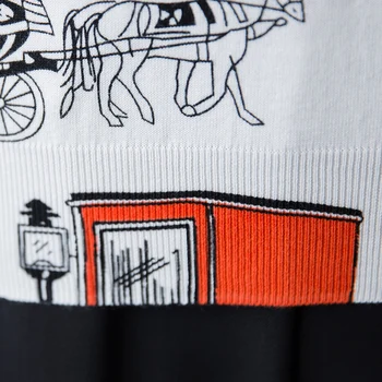YISU Animacinių filmų vežimo modelis Atspausdintas Džemperis Moterims Rudens Žiemos Prarasti Patogus Megztinis Moterų Megzti Megztinis Džemperis Moterims