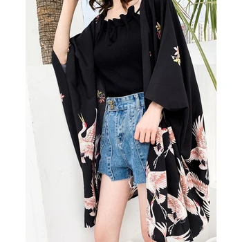 Yukata moterų Kimono megztinis marškinėliai harajuku kawaii stiliaus Kimonos moteris 2019 palaidinė obi haori Japonijos streetwear TZ019