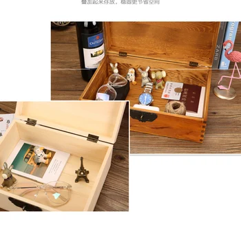 Zakka Saugojimo medienos lauke Derliaus dėžutė su lock Desktop storage box apdailos Muhe papuošalų dėžutė