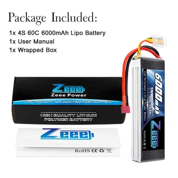 Zeee Lipo Baterija 14.8 V 60C 6000mAh Dekanai Plug 4S Lipo Baterija yra RC Plokštumos, FPV RC Valtis, Automobilis, Sunkvežimis, Sraigtasparnis