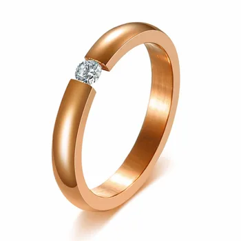ZORCVENS Aukso Spalvos Nerūdijančio Plieno Žiedai Apvalios, Cirkonio Kristalų Piršto Žiedai Moterims Vestuvių Papuošalai