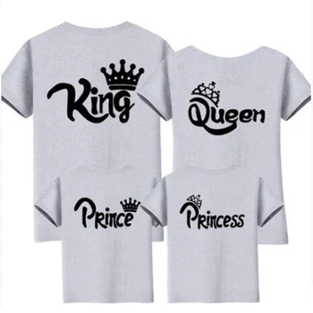Šeimos Atitikimo Komplektus Naujų 2019 M. Vasarą Atitikimo Tėvas, Motina, Dukra, Sūnus Drabužių Medvilnės trumpomis Rankovėmis T-shirt Karalius ir Karalienė