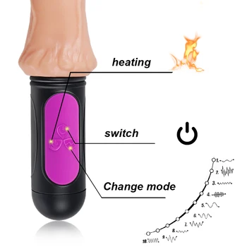 Šildymo Tikroviškas Dildo Vibratorius Moteris lenkimo Minkštos Dirbtinės Dildo penis Sekso žaislai Suaugusiems produktų Makštį, išangę Masturbator