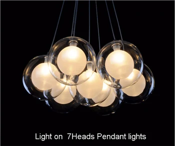 Šiuolaikinės Kūrybos, skaidraus stiklo dviaukštis kamuolys šviestuvo lempos 
