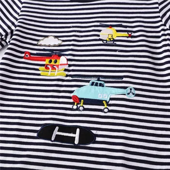 Šokinėja metrų 2-7T Kūdikių Medvilnės Drabužius Orlaivių Aplikacijos Juostele Vaikų Long Sleeve T shirt Karšto Vaikai Viršūnės