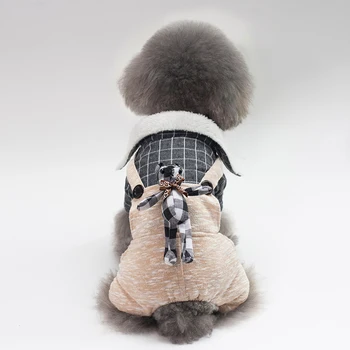 Šuo, Katė Jumpsuit Hoodie Pledas&Bear Dizaino naminių Gyvūnėlių Šuniuką Megztinis Kailis Striukė Žiemos Šiltų Drabužių Apperal 5 dydžių ir 2 Spalvų