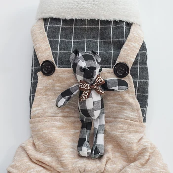 Šuo, Katė Jumpsuit Hoodie Pledas&Bear Dizaino naminių Gyvūnėlių Šuniuką Megztinis Kailis Striukė Žiemos Šiltų Drabužių Apperal 5 dydžių ir 2 Spalvų