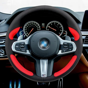 Šviečia kviečių Odos Automobilio Vairo Dangtelis BMW G30 525i 530i d530d M550i M550d 2017 2018 G32 630i 640i M