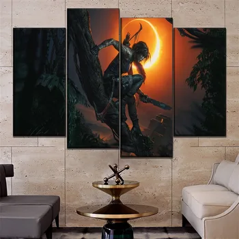 Žaidimai Nuotraukos Sienos Meno Dekoratyvinis Šiuolaikinės Drobė Spausdinimo Tipas 3 Gabalus Šešėlis Tomb Raider Tapybos Namų dekoro
