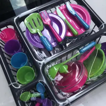 Žaislai 28pc Vaikai Virtuvės Patiekalas Playset Vaikų virtuvės stalo įrankiai nustatyti šeimos 28 vienetų, virtuvės reikmenys