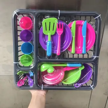 Žaislai 28pc Vaikai Virtuvės Patiekalas Playset Vaikų virtuvės stalo įrankiai nustatyti šeimos 28 vienetų, virtuvės reikmenys