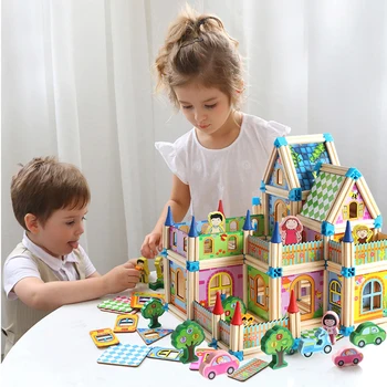 Žaislai Didelio Dydžio Medinių Blokas Kūrybos Meistras Architektūros Blokai Montessori Švietimo Žaislas Vaikams, Vaikas Dovana
