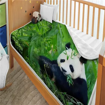 Žalia Plauko Antklodė Super Minkštas Panda Mikropluošto Aksomo Pliušinis Mesti Ant Lovos, Sofa-Lovatiesė Kelionės Paplūdimio Rankšluostį Spausdinti CB75