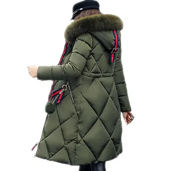 Žiemos paltai moterims striukė 2021 sutirštės parko moterų susiuvimo plonas ilgas žiemos paltai žemyn medvilnės ponios parko žemyn striukė moterims