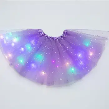 Žvaigždės China LED Apšviesta Tutu Sijonas Šokių Princesė Mergina Tiulio Blizgučiai Baleto Pettiskirt Purus Dancewear Vaikai Šalis Sijonas #2