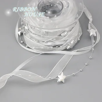 （5meters/rolll）Pentagram plastiko jungiamųjų karoliukai, juostelės, Gėlių dovana vyniojimo Kalėdų medžio sniego gazas juostelės